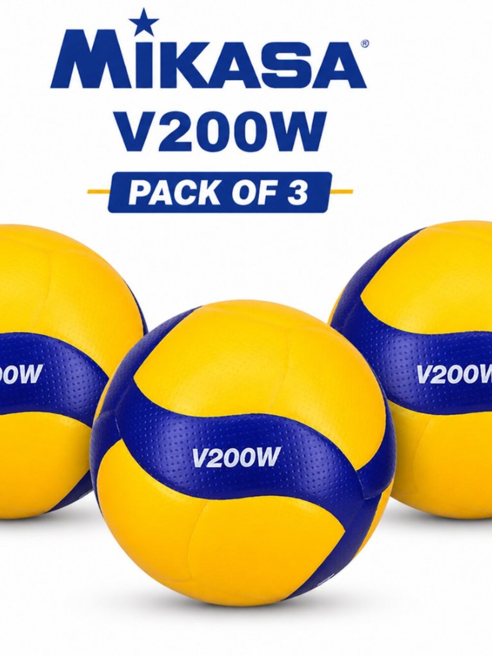 Mikasa V200W Original Volleyball Ball Professional Volleyball Ball pack of 3